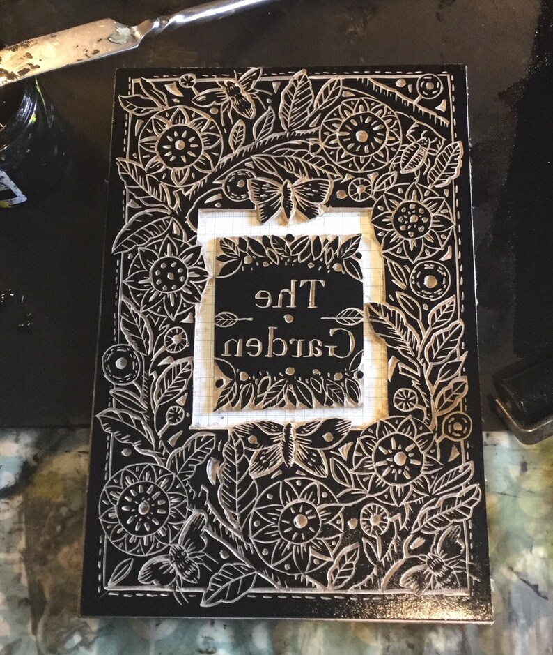 The garden original Lino cut print Etsy