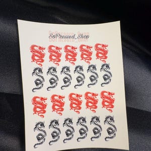 Black and Red Dragon Waterslide Nail Decals