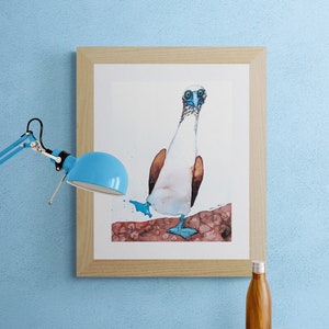 Digital Blue Footed Booby Watercolor Art Download