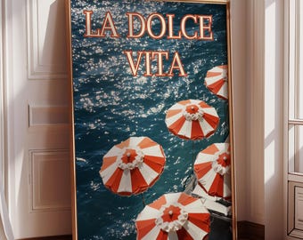 La Dolce Vita Poster, Italian Summer Wall Art, Out Of Office, Vintage Bar Cart Art, Beach House Wall Art, Trendy Summer Poster