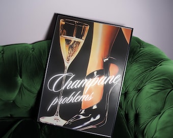 Trendy Champagne Prints, Kitchen Wall Art, Cheers Print, Coquette Bar Cart Wall Decor, Champagne Wall Art, Retro Wall Prints, 70s Wall Print