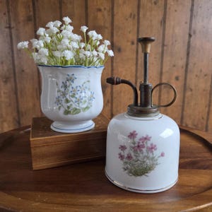 Vintage Takahashi Porcelain Plant Mister & Cachepot Set | Japanese Ceramic Watering Can | Nostalgic Floral Indoor Planter | Botanical Decor