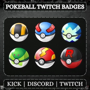 Poke Ball Twitch Badges | Twitch Anime Badges | Stream Subscription & Bit Badges | Twitch Graphics | Premade Badges | Digital Download.