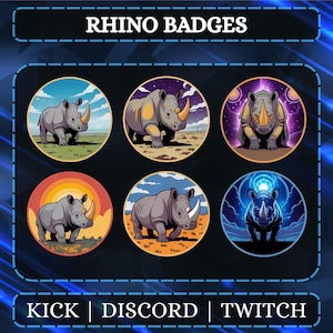 Rhino Sub Badges For Twitch/YouTube/Discord | Bit Badge | Twitch Sub Badges | Unique Animal-Themed Badges | Discord Roles | Stream Badges.