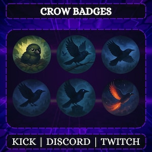Twitch Crow Sub/Bit Badges | Available For Twitch And Discord | Pay-To-Use Badges | Bird Inspired Badges | Instant Download.