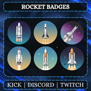Rocket Sub Badges For Twitch YouTube Discord | Stream Badges | Twitch Sub Badges | Bit Badges | Discord Roles | Subscriber Badges.
