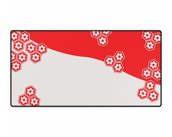 Tappetino per mouse anime, fiori esagonali rosso cremisi