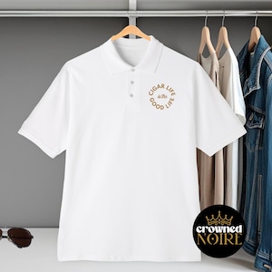 Cigar Life Men&#39;s Piqué Polo Shirt - Casual Summer Wear, Gifts for Him, Outdoor Events, Father&#39;s Day, Golf Outfits, Lounge Attire