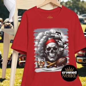 Cigar Pirate T-Shirt, Cigar & Football Tee, Cigar Lifestyle Tee, Cigar Lover Gift, Shirt for Men and Women Cigar Lovers, Cigar Apparel