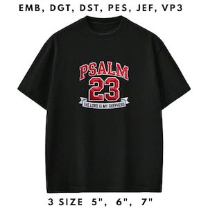 Psalm 23 Embroidery File Bible Verse Christian Faith The Lord Is My Shepherd Religious Machine Stitch Pattern Design
