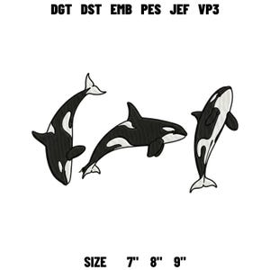 Orca Embroidery File Killer Whale Embroidery Design Ocean Marine Animal Machine Embroidery Pattern Coastal Sea Life Stitch
