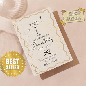 Dinner Party Invitation Printable Cocktail Theme Canva Template Editable Guest Evite Food & Drinks Digital Invite Evite Text Message Email