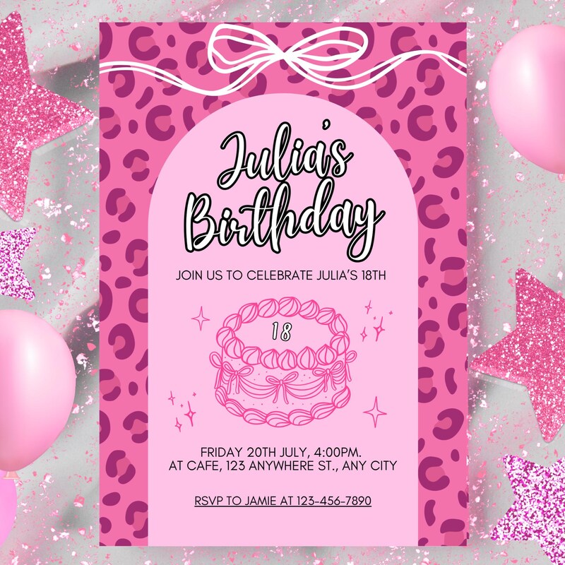 Cake Event Invite Leopard Invitation Cake - Etsy