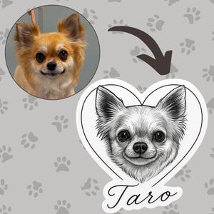Adesivo personalizzato con nome per animali domestici – Stile tatuaggio – Ritratto di cane personalizzato per laptop, iPad o telefono – Vinile opaco impermeabile