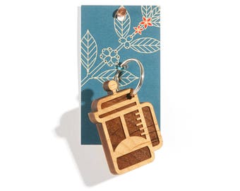 French Press / Wood Keychain