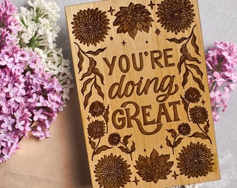 You're Doing Great | Wood Greeting Card