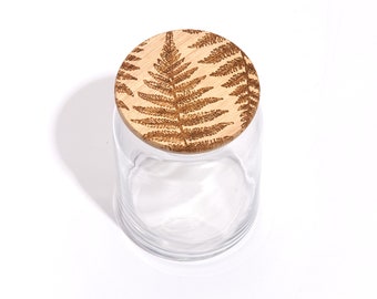 Fern / Wood Lid Glass Jar