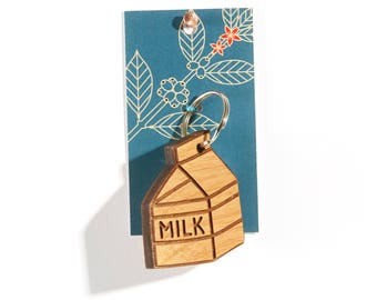 Milk / Wood Keychain