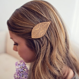 Natural Deco Arch Wood Hair Clip image 1