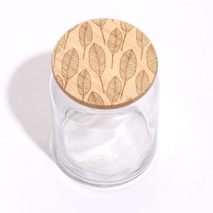 Soft Feather / Wood Lid Glass Jar