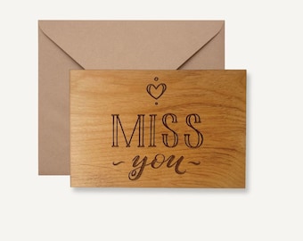 I Miss You  | Wood Greeting Card