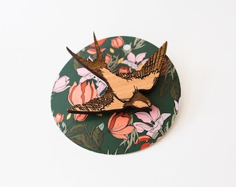 Sparrow Bird Wood Hair Clip