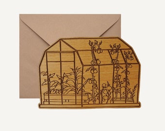 Greenhouse | Wood Greeting Card