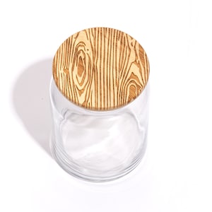 Wood Grain / Wood Lid Glass Jar