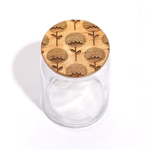 Dandelion Pattern / Wood Lid Glass Jar