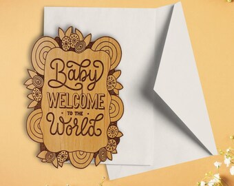 Welcome Baby | Wood Greeting Card