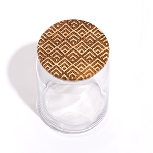 Geometric Arrow / Wood Lid Glass Jar