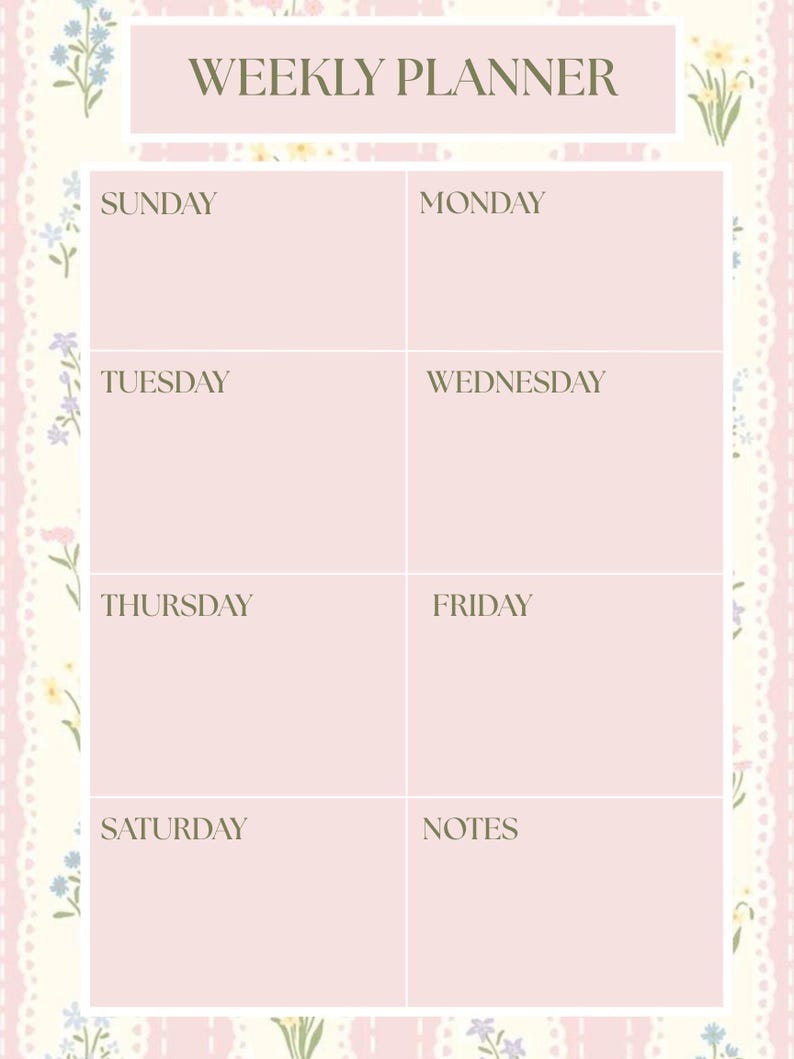 Cute Floral Weekly Planner Template Quilted - Etsy