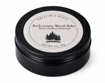 Backcountry Woods Balm - Outdoor Balm with Essential Oils - Natural Summertime Evening Skincare - Wilderness Tallow Balm - Small Batch Salve