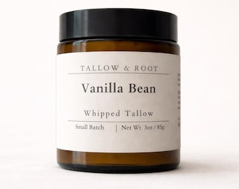 Vanilla Bean Whipped Tallow - Handcrafted Body Cream - Natural Skin Nourishment - Tallow & Root - Grass Fed Skin Cream - Artisian Body Balm