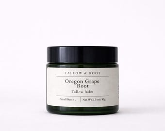 Herbal Oregon Grape Root Tallow Balm - Natural Skincare for Dry Skin - Organic Soothing Skin Balm - Handmade for Irritated Skin