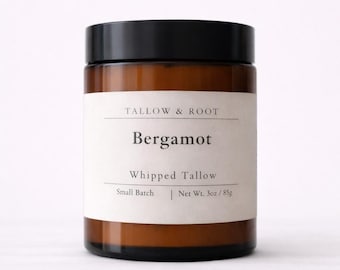 Bergamot Whipped Tallow - Earthy Body Butter - Natural Skincare - Cold Pressed Natural Body Moisturizer - Tallow and Root