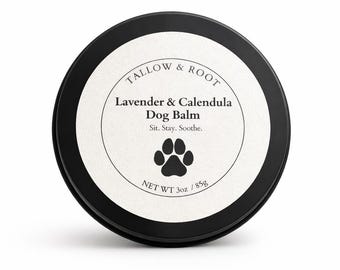 Lavender & Calendula Dog Balm - Natural Paw and Nose Soother - Cracked Paw Relief - Herbal Dog Tallow Balm - Safe if Licked - Handmade