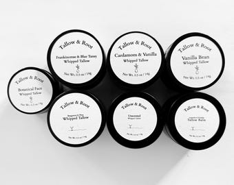 Tallow Skincare Samples – Botanical Whipped Tallow - Zinc Balm - Herbal Balms – Natural Body & Face Moisturizer Minis