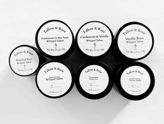 Tallow Skincare Samples – Botanical Whipped Tallow - Zinc Balm - Herbal Balms – Natural Body & Face Moisturizer Minis