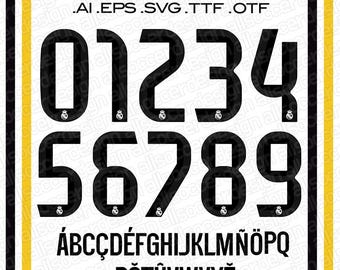 Real Madrid 2026 Font Vector, Soccer Shirt Name Numbers (Digital Download)