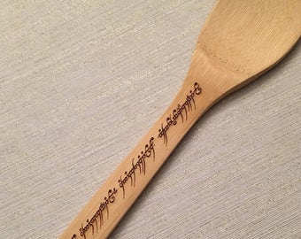 Engraved Elvish Lord of the Rings Script Wooden Kitchen Spoon