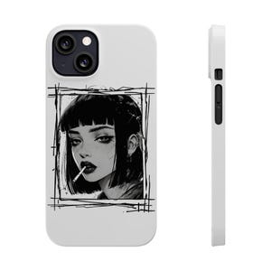 Edgy Anime Girl Slim Phone Cases, Artistic Phone Cover, Unique Anime Design, Cute Cartoon Character Case, Trendy Anime Merchandise