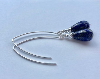 Lapis Earrings Oversized Hooks