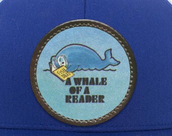 80s Bookworm Retro trucker Snap Back Hat | “Whale of a Reader” Graphic