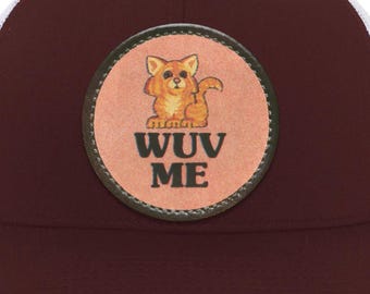 Vintage Cat Lover Trucker Snap Back Hat | 80s Retro Graphic | "Wuv Me"