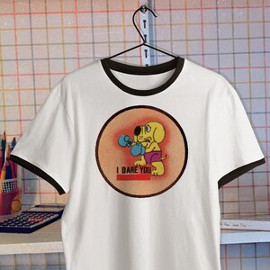 80s Moral Dilemma Graphic Ringer Tee – Vintage Jesus & Devil Shirt – “It’s Your Choice”