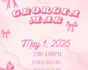Pink Princess Birthday Invitation: Editable Template (Digital Download