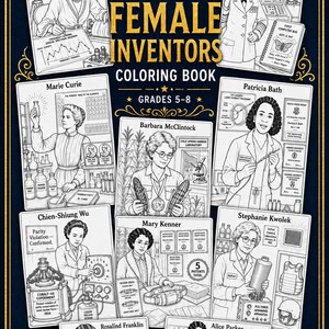 Libro para colorear: 40 inventoras / Historia de la mujer / Para niños de 5.º a 8.º grado / Descarga instantánea en PDF imagen 1