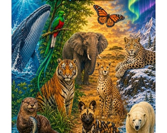Libro para colorear de animales en peligro de extinción / 50 especies, 5 biomas (descarga en PDF)