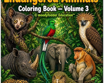 Libro para colorear de animales en peligro de extinción, vol. 3 / Islas y selvas (descarga en PDF)
